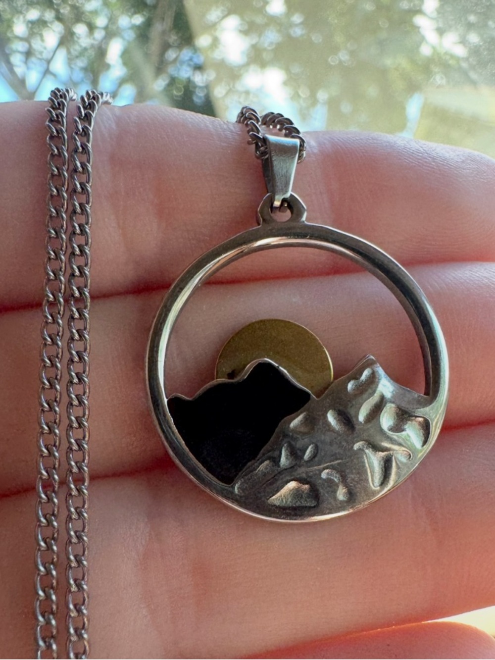 Solid sterling mountain/moon necklace-collectors item